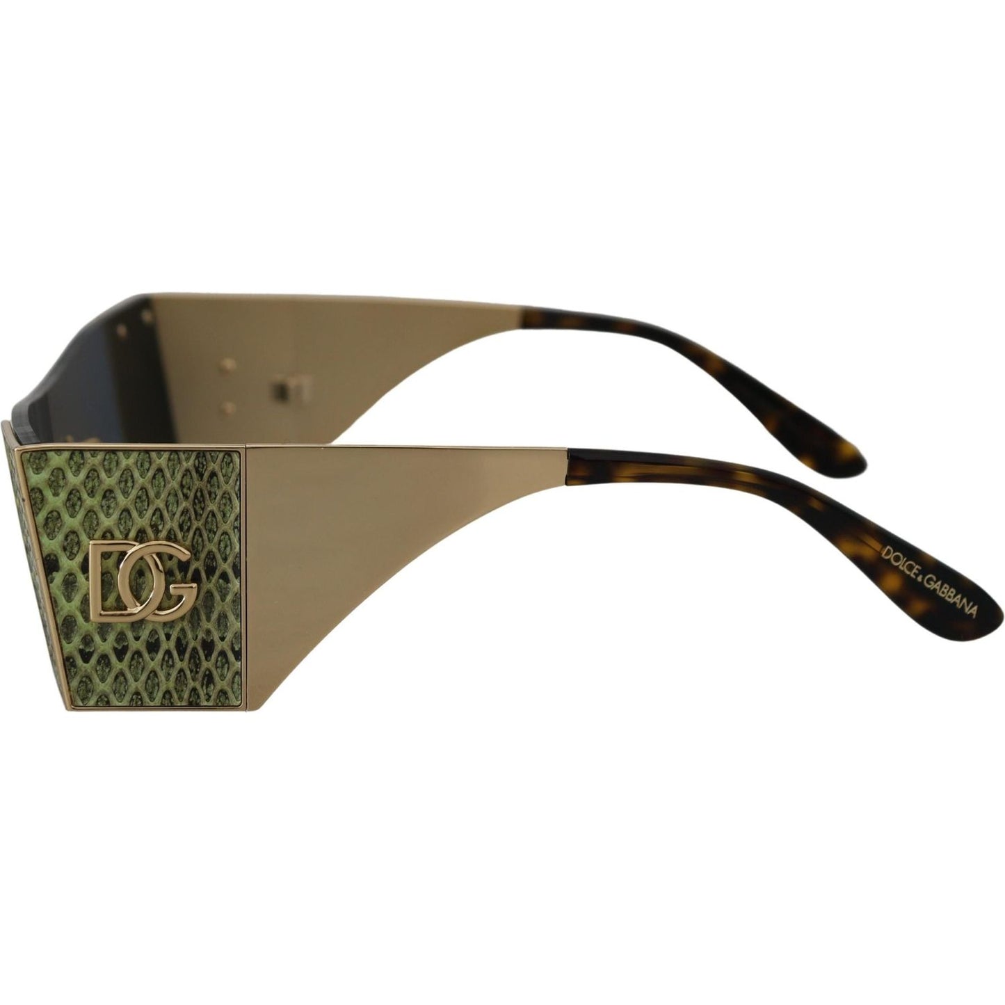 Dolce & Gabbana Gold Metal Rectangle Shades DG2263 Sunglasses Dolce & Gabbana