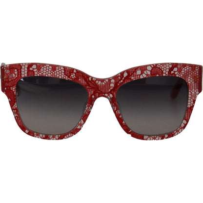 Dolce & Gabbana Red Lace Acetate Rectangle Shades DG4231F Sunglasses Dolce & Gabbana