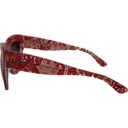 Dolce & Gabbana Red Lace Acetate Rectangle Shades DG4231Sunglasses Dolce & Gabbana
