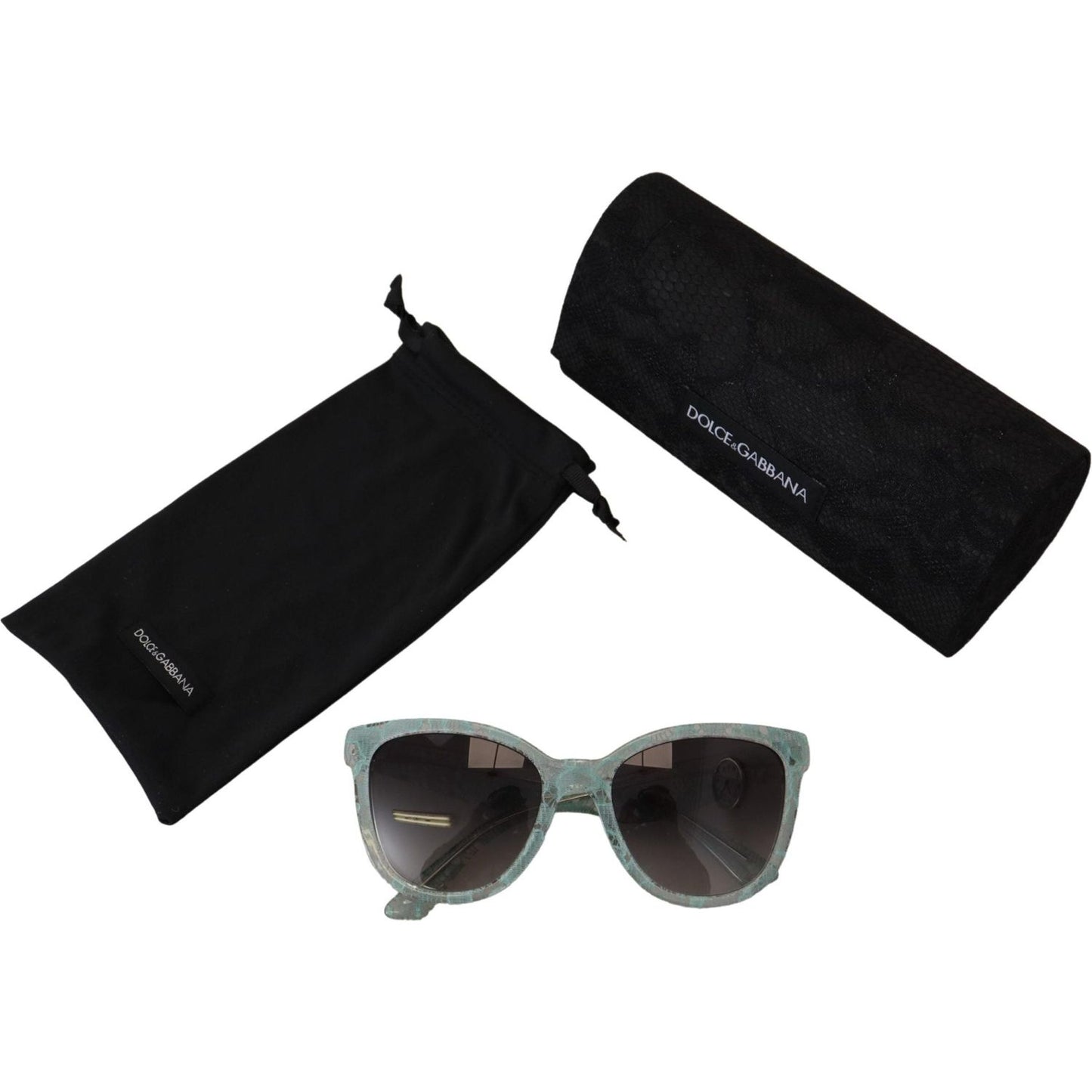 Dolce & Gabbana Blue Lace Acetate Crystal Round DG4190 Sunglasses Dolce & Gabbana