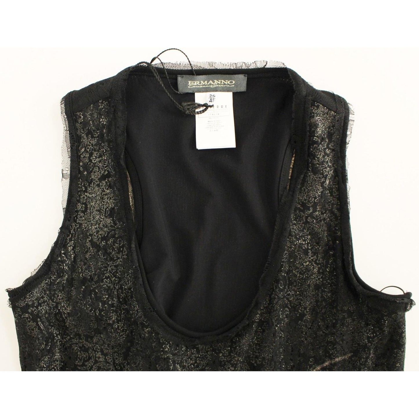 Ermanno Scervino Black Lace Lined Stretch Mini Dress