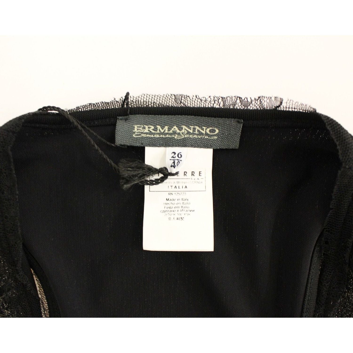 Ermanno Scervino Black Lace Lined Stretch Mini Dress