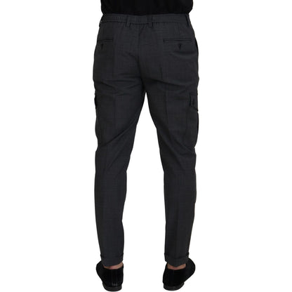 Dolce & Gabbana Gray Checked Cargo Trousers Stretch Pants Dolce & Gabbana