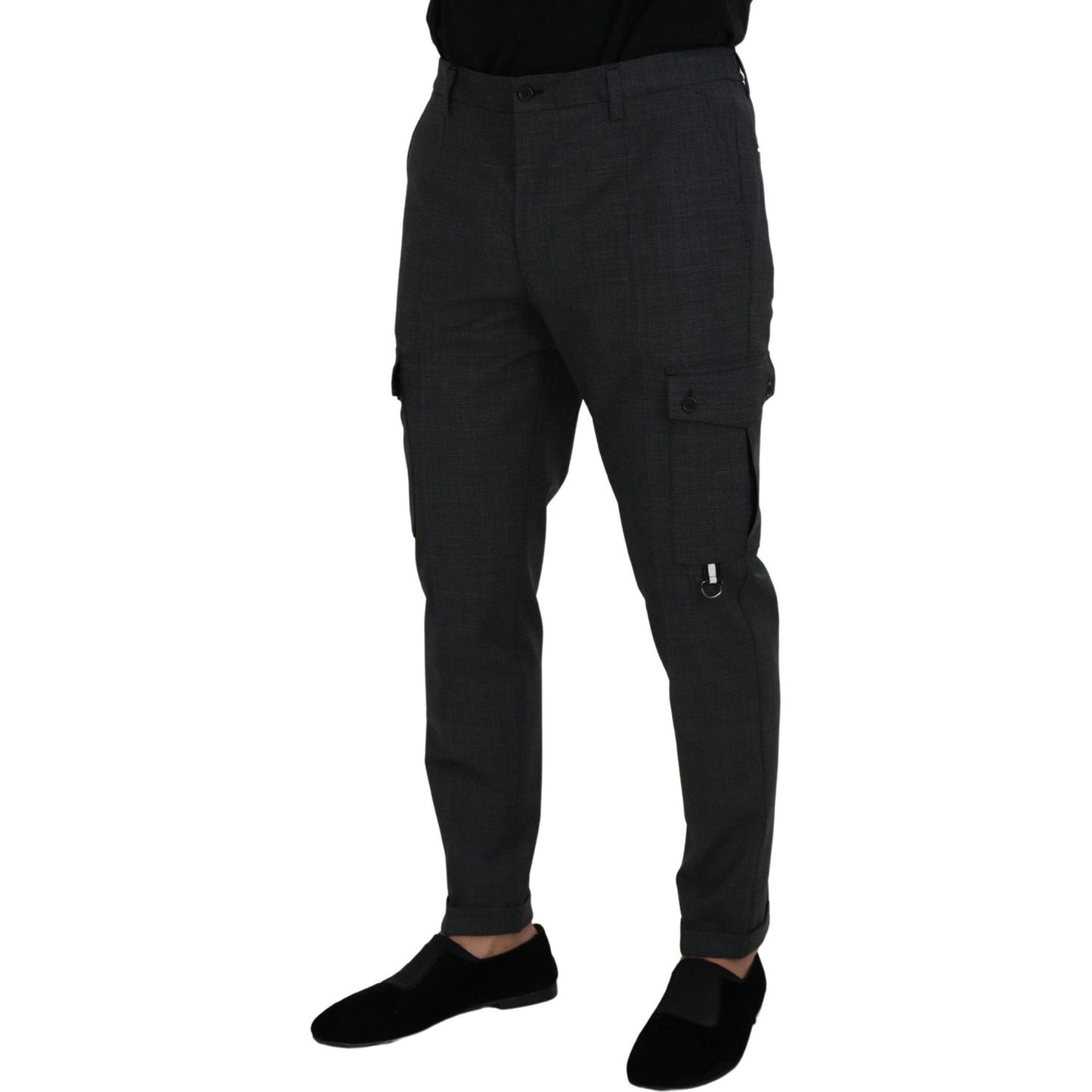 Dolce & Gabbana Gray Checked Cargo Trousers Stretch Pants Dolce & Gabbana