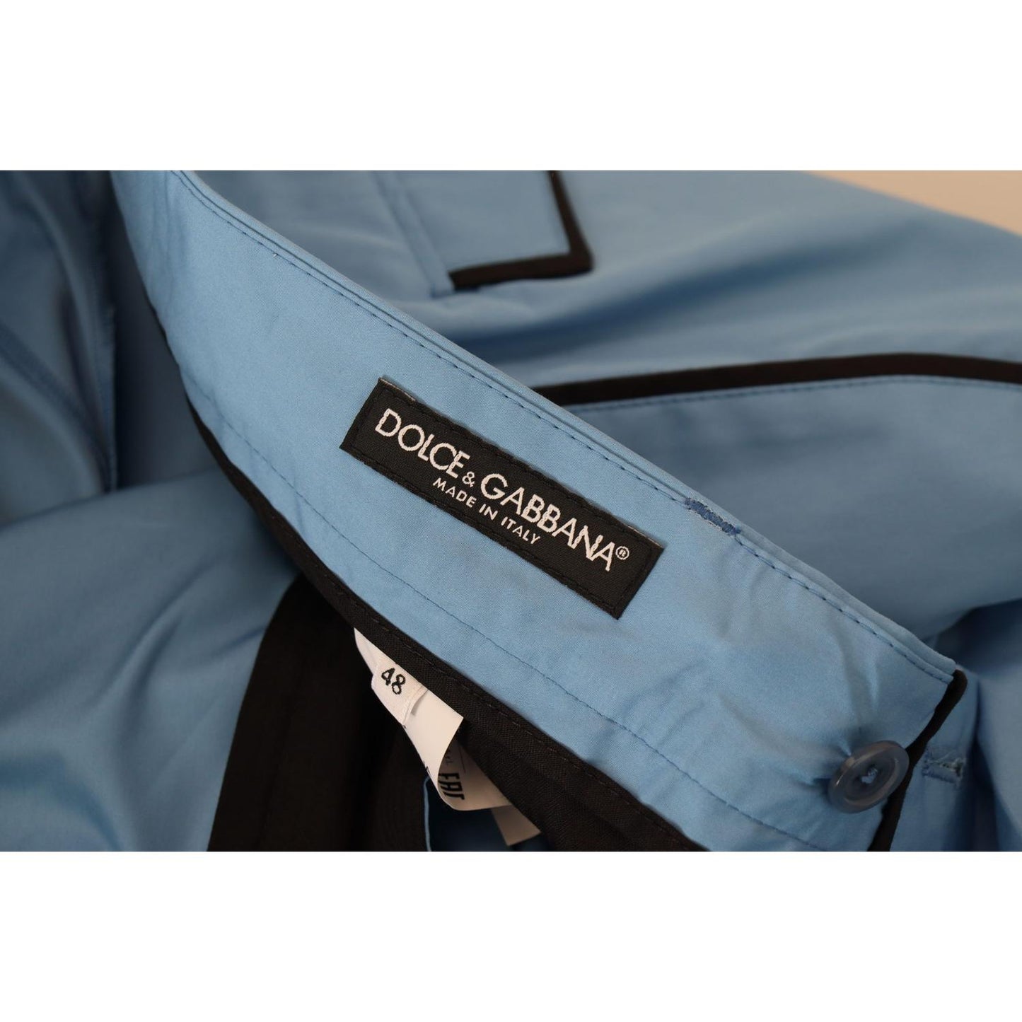 Dolce & Gabbana Blue Cotton Silk Trousers Chinos Pants Dolce & Gabbana