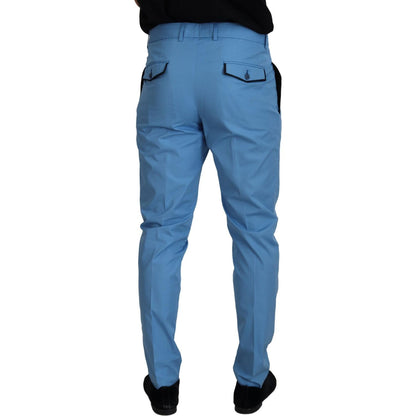 Dolce & Gabbana Blue Cotton Silk Trousers Chinos Pants Dolce & Gabbana