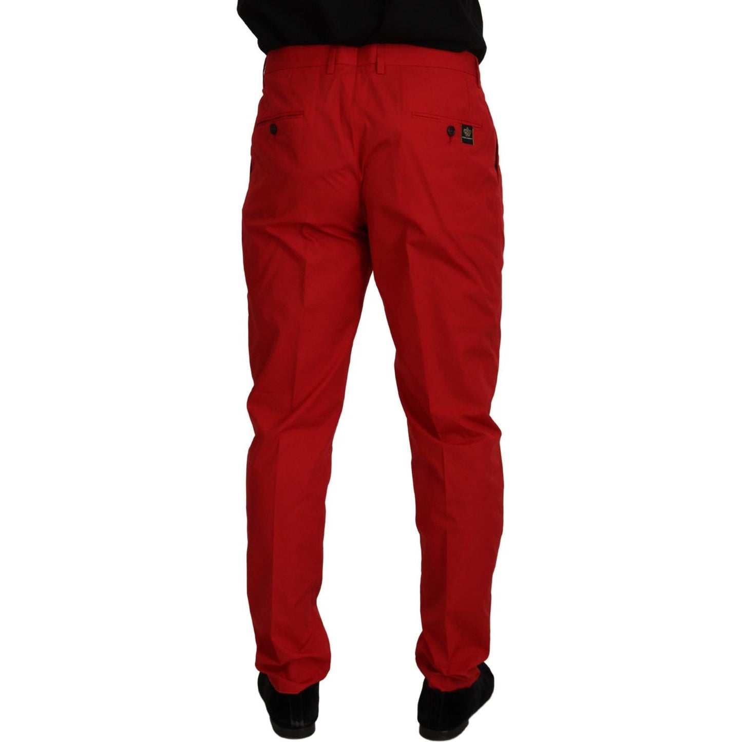 Dolce & Gabbana Red Cotton Slim Fit Trousers Chinos Pants Dolce & Gabbana