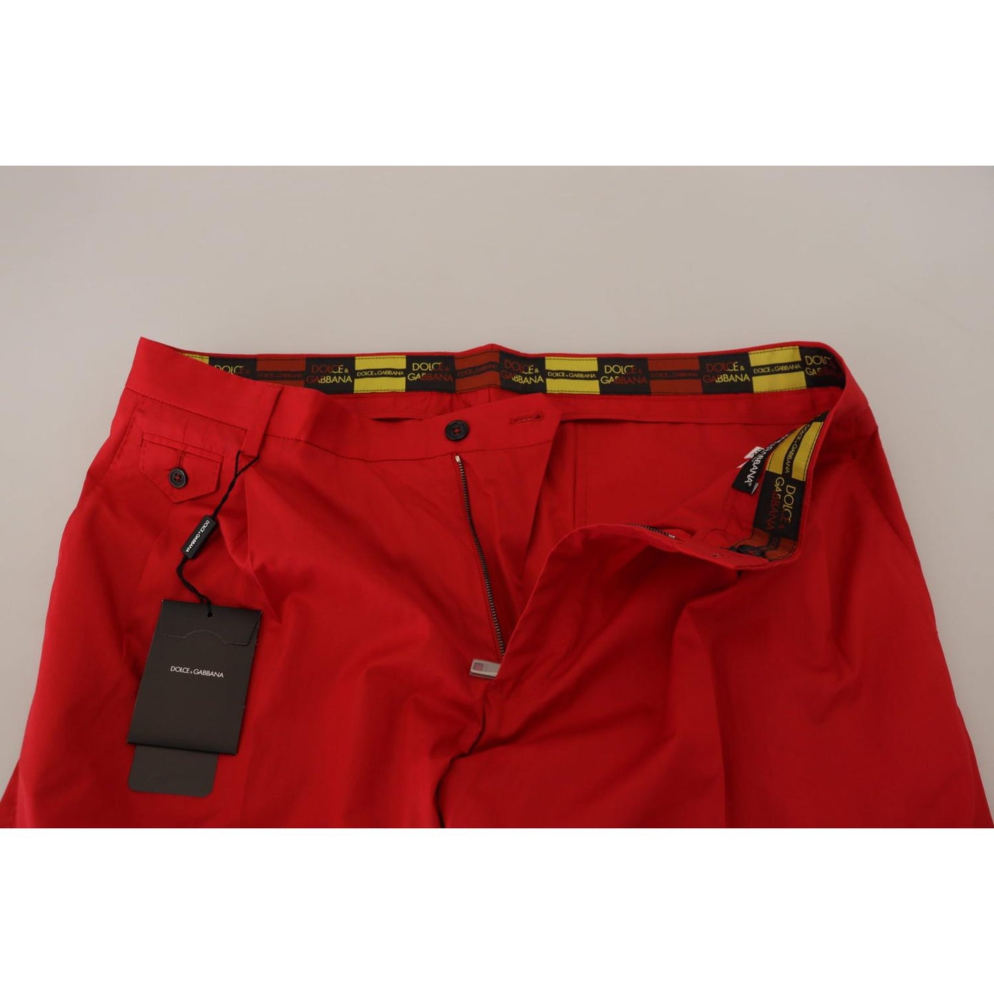 Dolce & Gabbana Red Cotton Slim Fit Trousers Chinos Pants Dolce & Gabbana