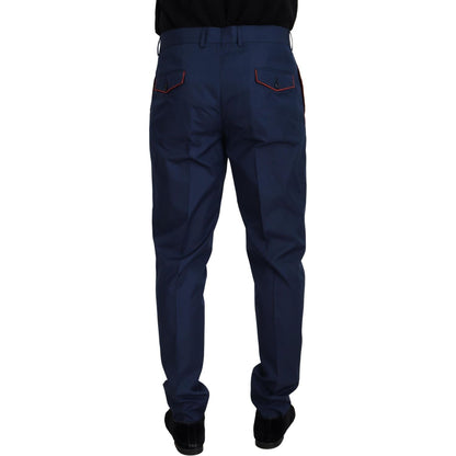 Dolce & Gabbana Blue Cotton Silk Trousers Chinos Pants Dolce & Gabbana
