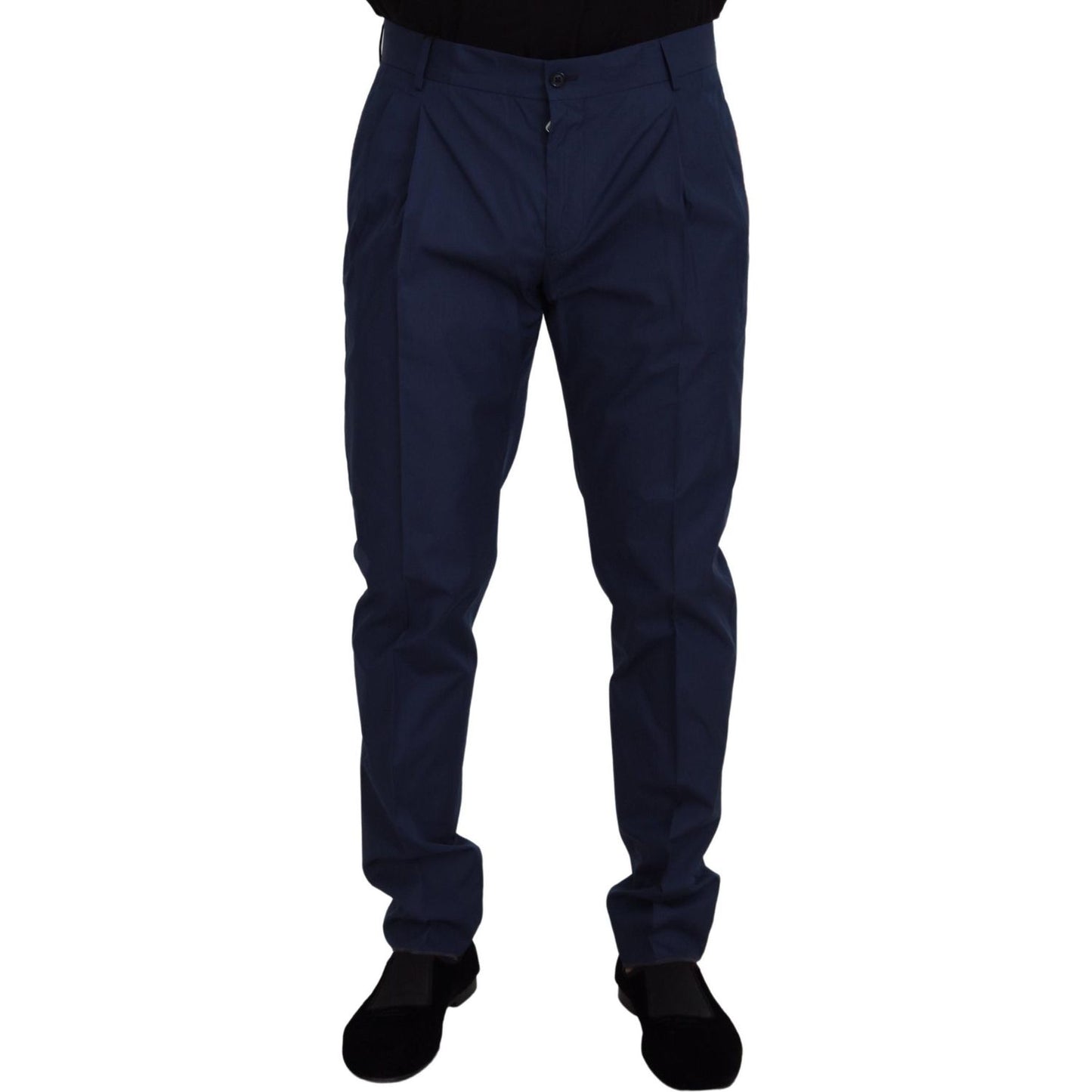 Dolce & Gabbana Blue Cotton Silk Trousers Chinos Pants Dolce & Gabbana