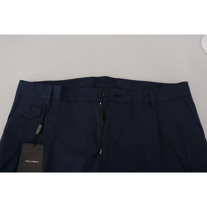 Dolce & Gabbana Blue Cotton Slim Trousers Chinos Pants Dolce & Gabbana