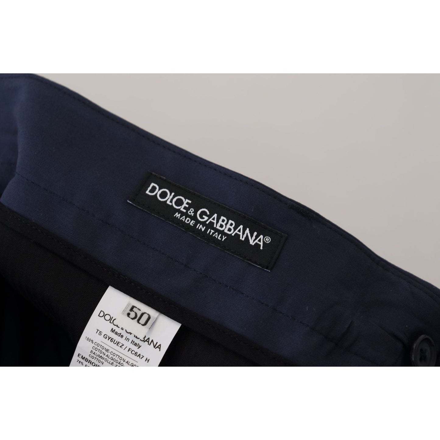 Dolce & Gabbana Blue Cotton Slim Trousers Chinos Pants Dolce & Gabbana