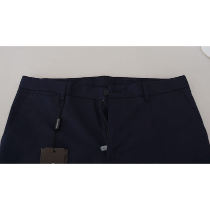 Dolce & Gabbana Blue Linen Cotton Slim Trousers Chinos Pants Dolce & Gabbana