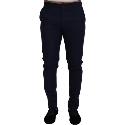 Dolce & Gabbana Blue Linen Cotton Slim Trousers Chinos Pants Dolce & Gabbana