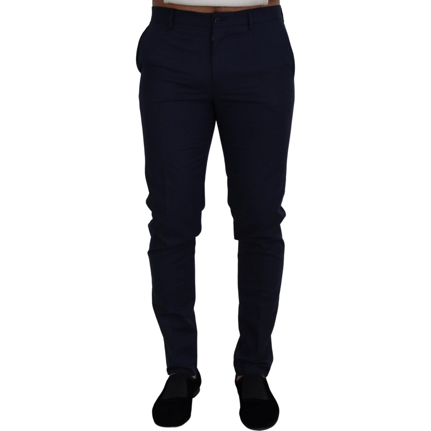 Dolce & Gabbana Blue Linen Cotton Slim Trousers Chinos Pants Dolce & Gabbana