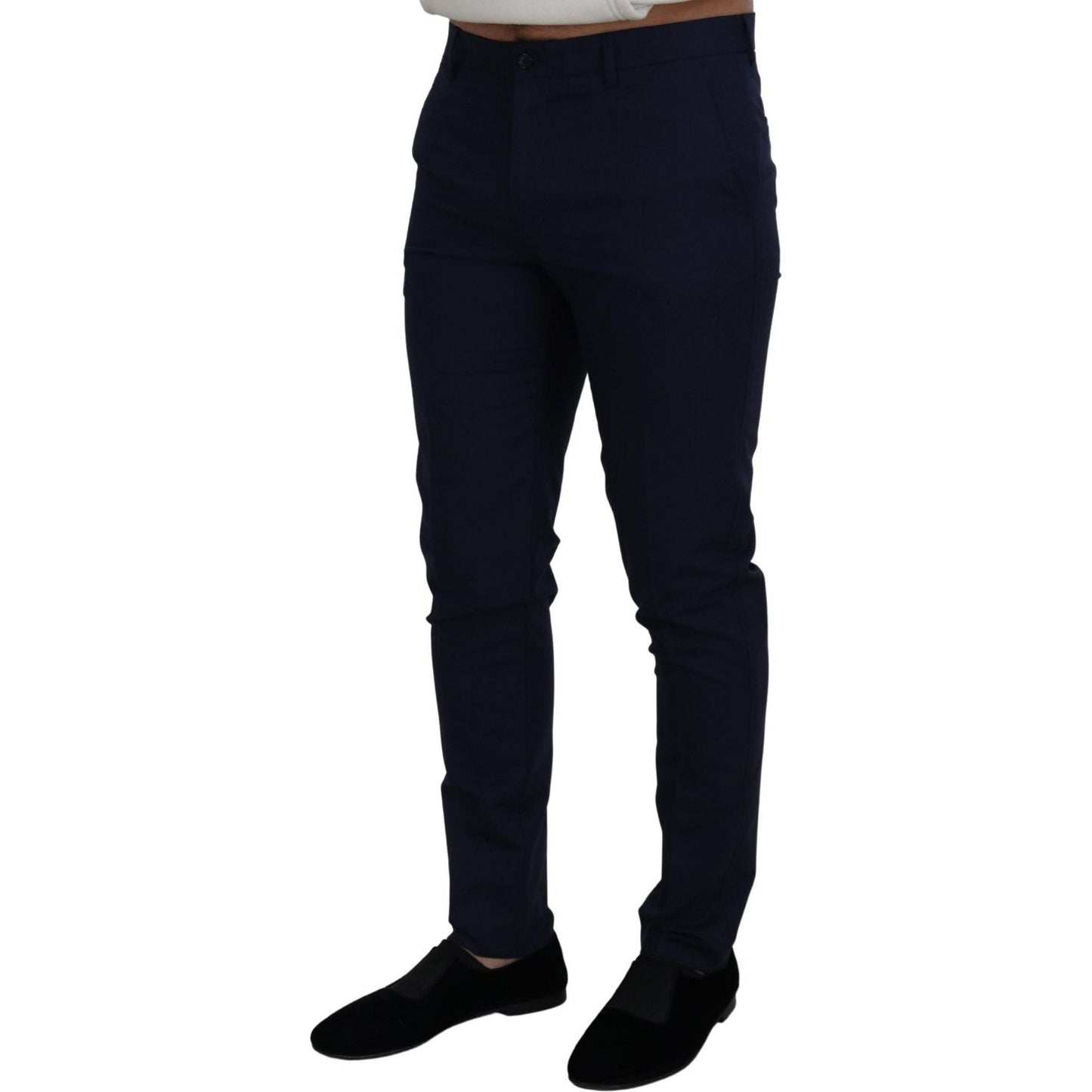 Dolce & Gabbana Blue Linen Cotton Slim Trousers Chinos Pants Dolce & Gabbana