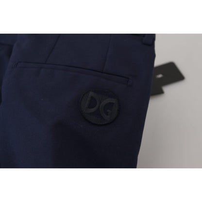 Dolce & Gabbana Blue Linen Cotton Slim Trousers Chinos Pants Dolce & Gabbana