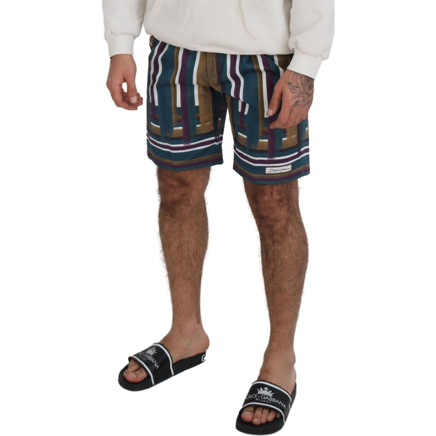 Dolce & Gabbana Multicolor Striped Stretch Cotton Shorts Dolce & Gabbana