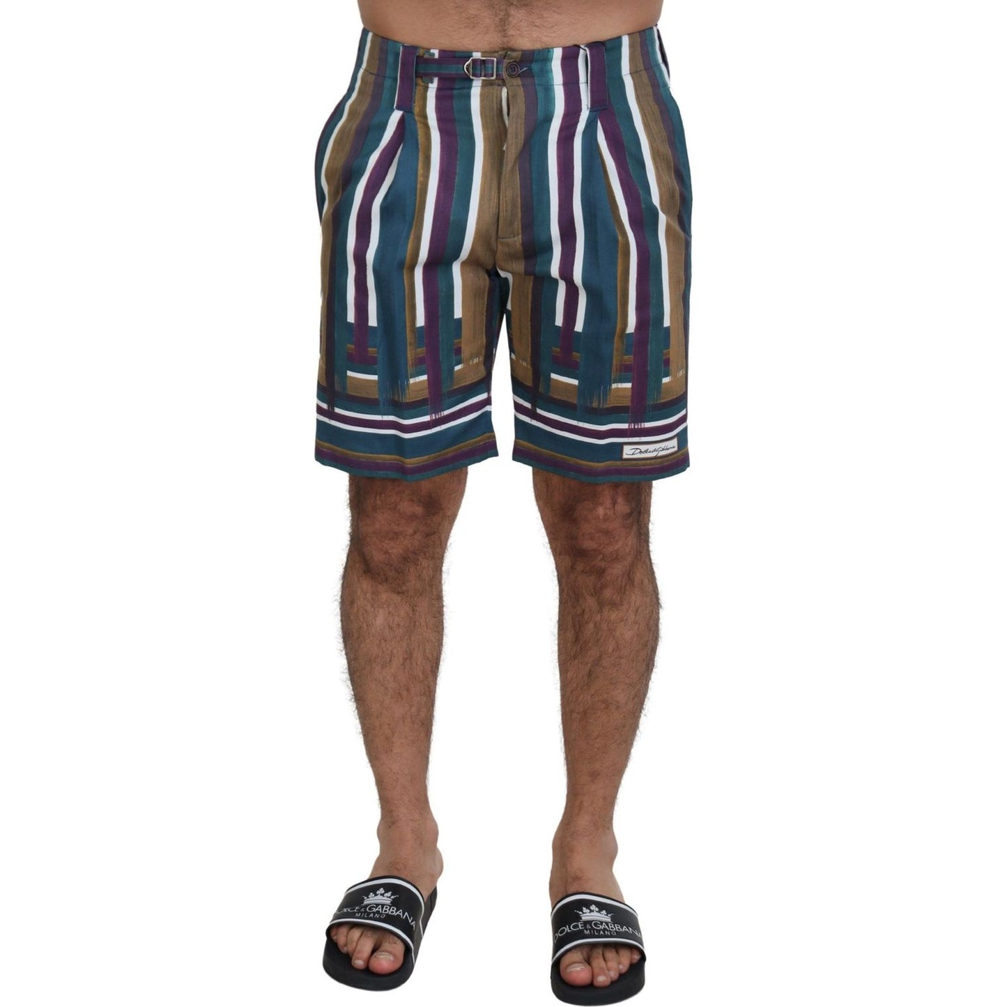 Dolce & Gabbana Multicolor Striped Stretch Cotton Shorts Dolce & Gabbana