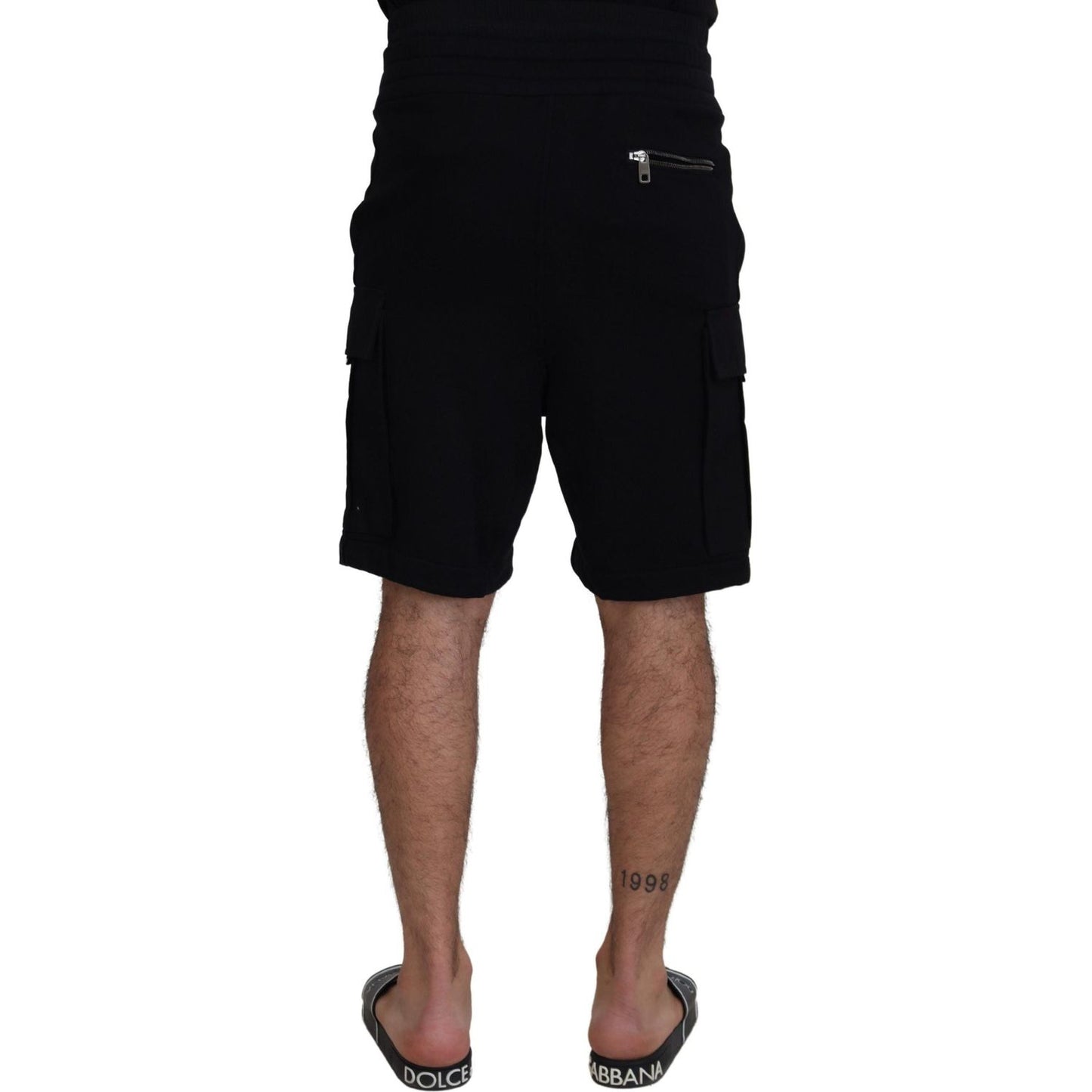 Dolce & Gabbana Black Cotton Bermuda Cargo Shorts Dolce & Gabbana