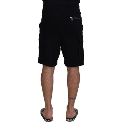Dolce & Gabbana Black Cotton Bermuda Cargo Shorts Dolce & Gabbana