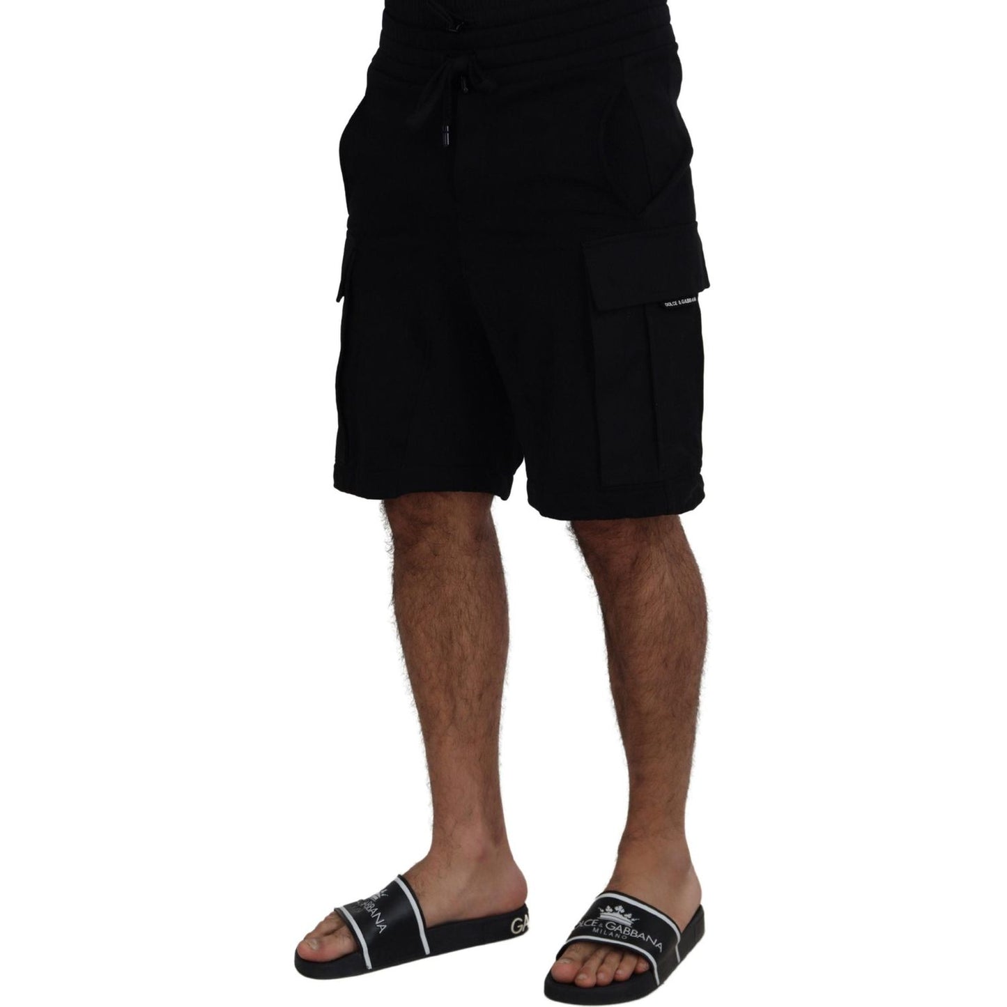 Dolce & Gabbana Black Cotton Bermuda Cargo Shorts Dolce & Gabbana