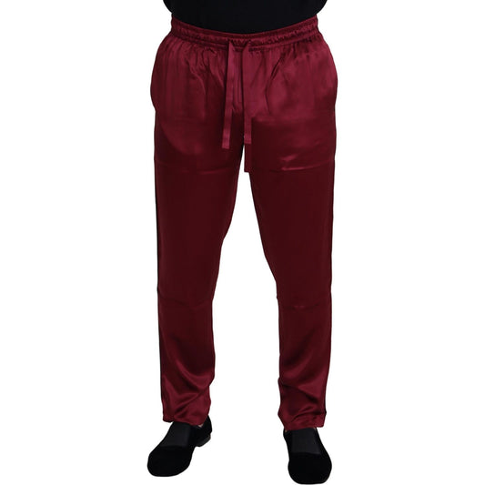 Dolce & Gabbana Bordeaux Silk DG Sleep Lounge Pants Dolce & Gabbana