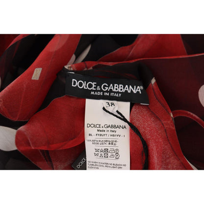 Dolce & Gabbana Black Red Sicily Bag Silk Shirt Top Blouse Dolce & Gabbana