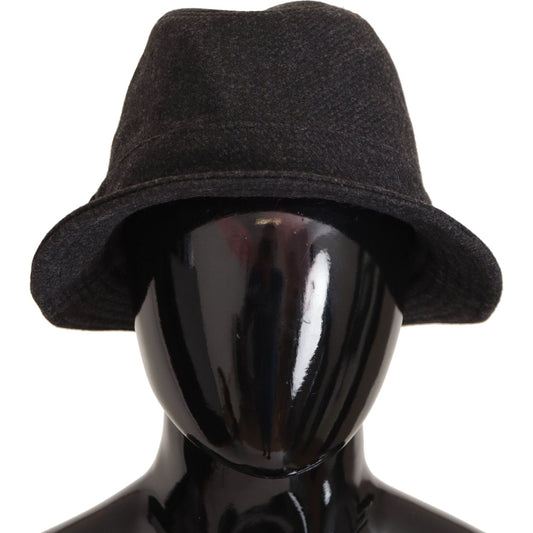 Dolce & Gabbana Gray Virgin Wool Logo Fedora Trilby Cappello Hat Dolce & Gabbana