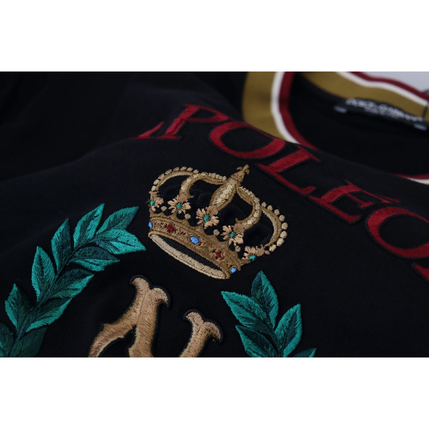 Dolce & Gabbana Black Cotton Embroidered Crewneck T-shirt Dolce & Gabbana