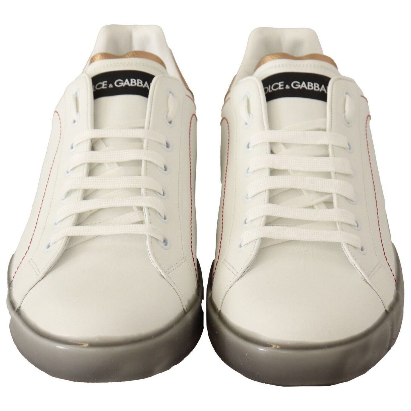 Dolce & Gabbana White Gold Leather Low Top Sneakers Casual Shoes Dolce & Gabbana