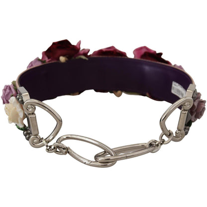 Dolce & Gabbana Multicolor Floral Appliques Metal Shoulder Strap Dolce & Gabbana