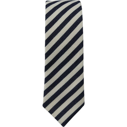 Denny Rose White Blue Striped Classic Adjustable Men Silk Tie Denny Rose