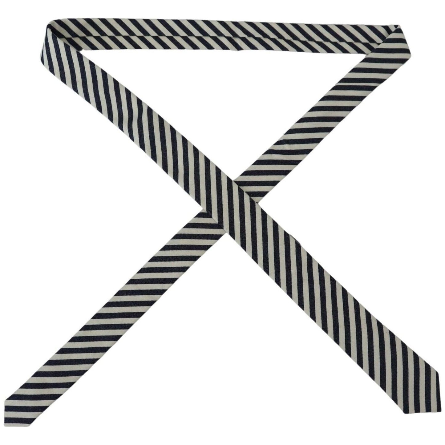 Denny Rose White Blue Striped Classic Adjustable Men Silk Tie Denny Rose