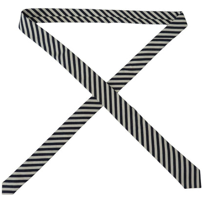 Denny Rose White Blue Striped Classic Adjustable Men Silk Tie Denny Rose