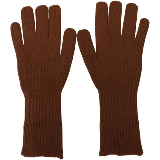 Dolce & Gabbana Brown Cashmere Knitted Hands Mitten Mens Gloves Dolce & Gabbana