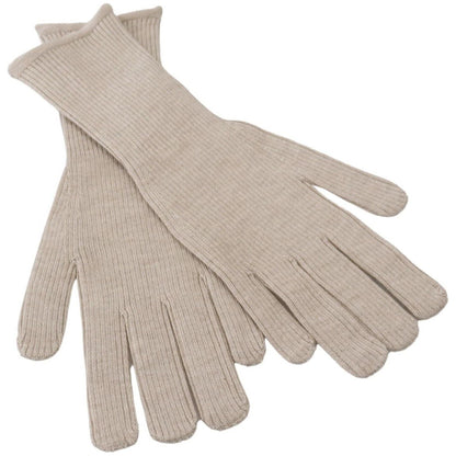 Dolce & Gabbana Ivory Cashmere Silk Hands Mitten Mens Gloves Dolce & Gabbana