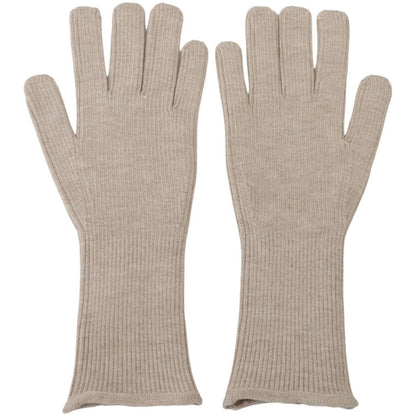 Dolce & Gabbana Ivory Cashmere Silk Hands Mitten Mens Gloves Dolce & Gabbana
