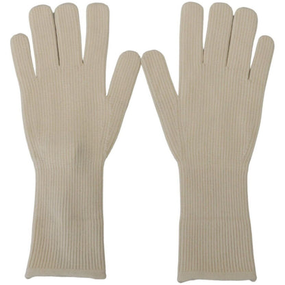 Dolce & Gabbana White Cashmere Knitted Hands Mitten Mens Gloves Dolce & Gabbana