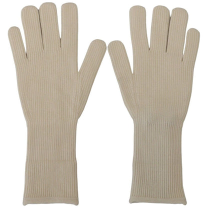 Dolce & Gabbana White Cashmere Knitted Hands Mitten Mens Gloves Dolce & Gabbana
