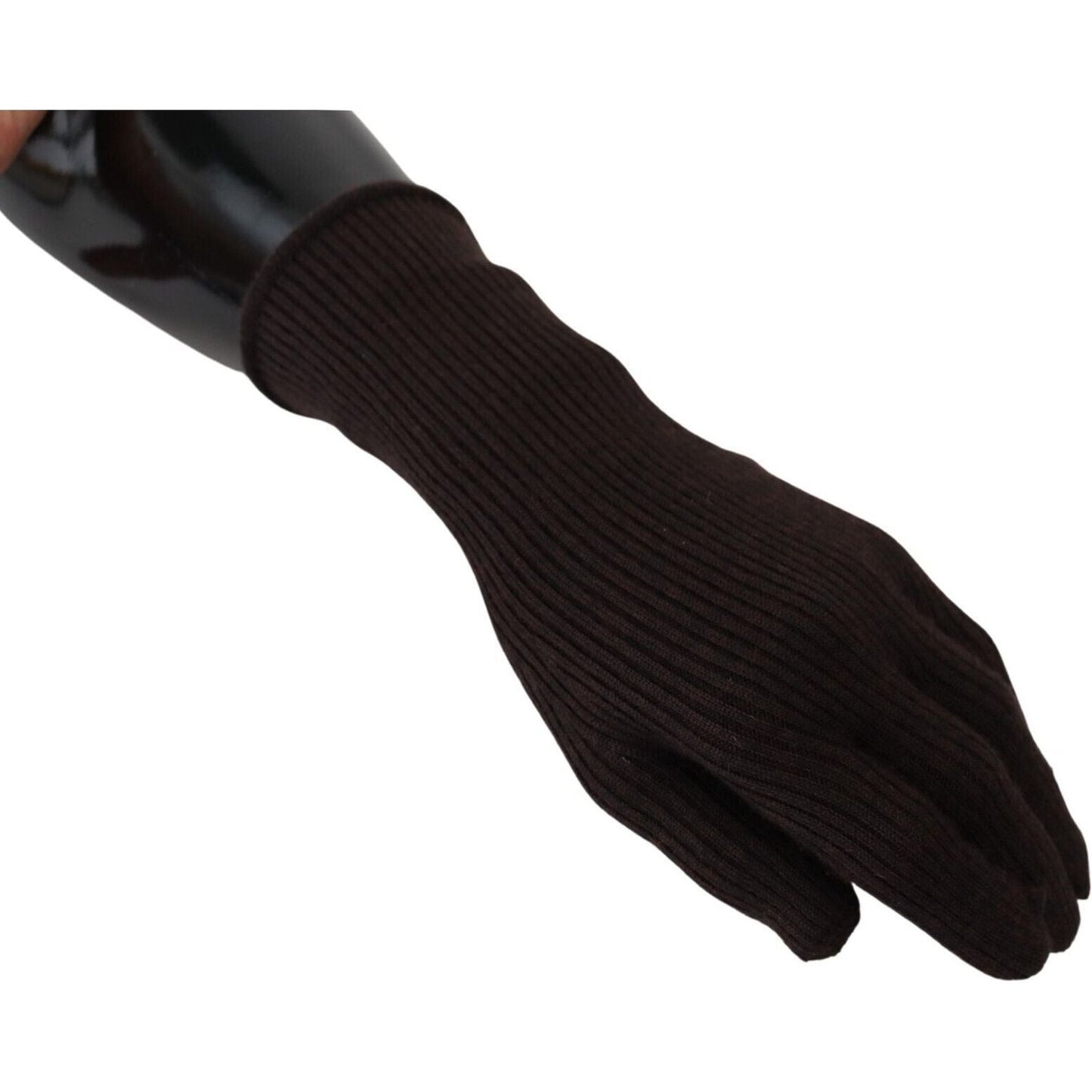 Dolce & Gabbana Brown Cashmere Silk Hands Mitten Mens Gloves Dolce & Gabbana