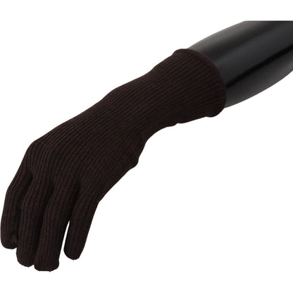 Dolce & Gabbana Brown Cashmere Silk Hands Mitten Mens Gloves Dolce & Gabbana