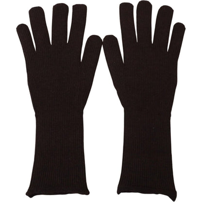 Dolce & Gabbana Brown Cashmere Silk Hands Mitten Mens Gloves Dolce & Gabbana