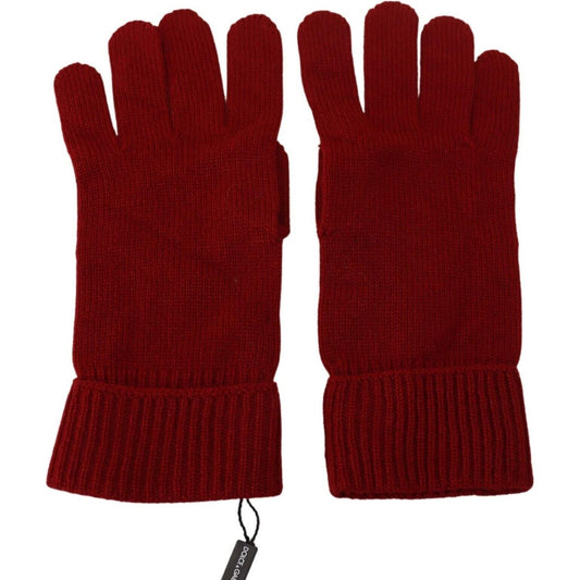 Dolce & Gabbana Red 100% Cashmere Knit Hands Mitten Mens Gloves Dolce & Gabbana