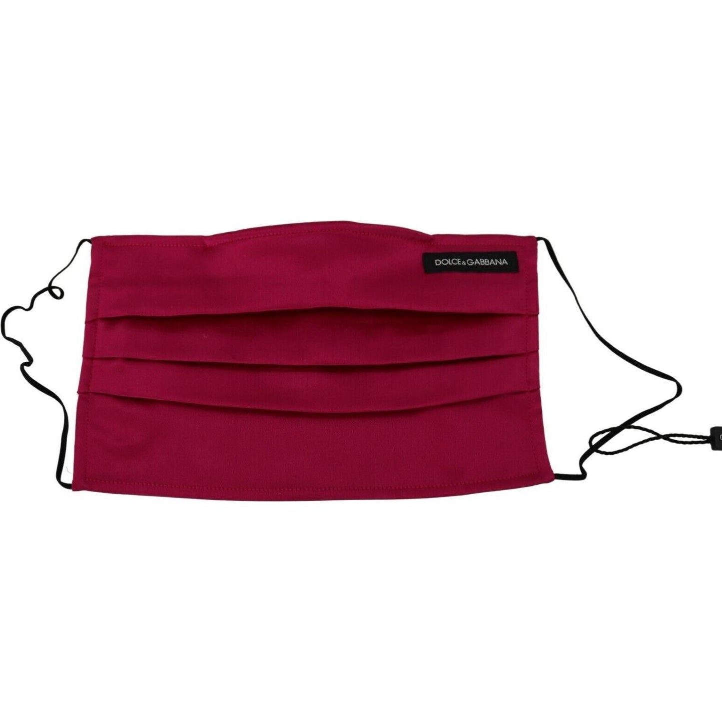 Dolce & Gabbana Maroon Silk Pleated Elastic Ear Strap One Size Face Mask Dolce & Gabbana