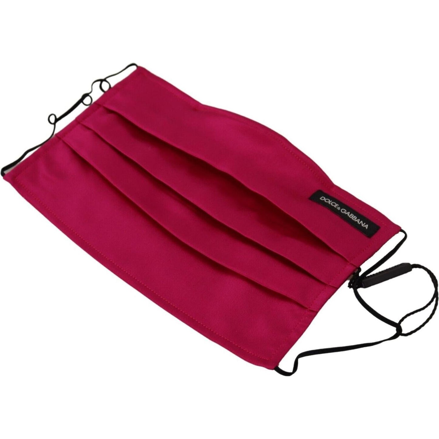 Dolce & Gabbana Maroon Silk Pleated Elastic Ear Strap One Size Face Mask Dolce & Gabbana