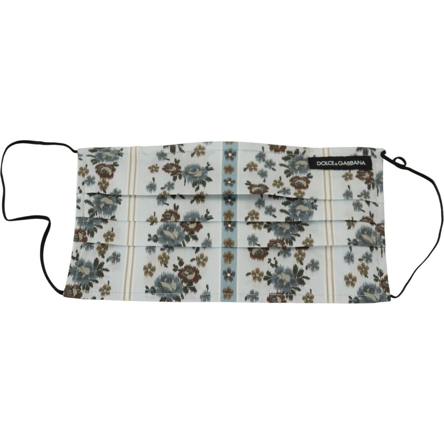 Dolce & Gabbana White Floral Cotton Pleated Elastic Ear Strap Face Mask Dolce & Gabbana
