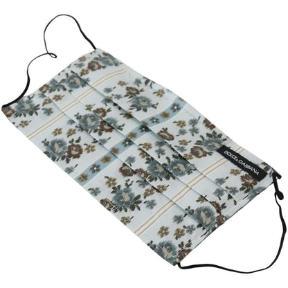 Dolce & Gabbana White Floral Cotton Pleated Elastic Ear Strap Face Mask Dolce & Gabbana