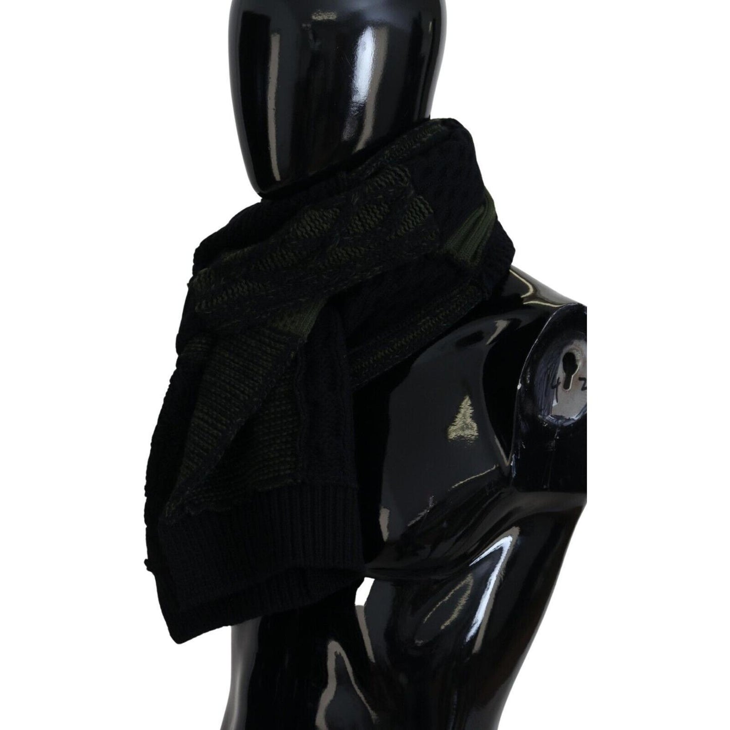 Dolce & Gabbana Black Green Knitted Men Neck Wrap Shawl Scarf Dolce & Gabbana