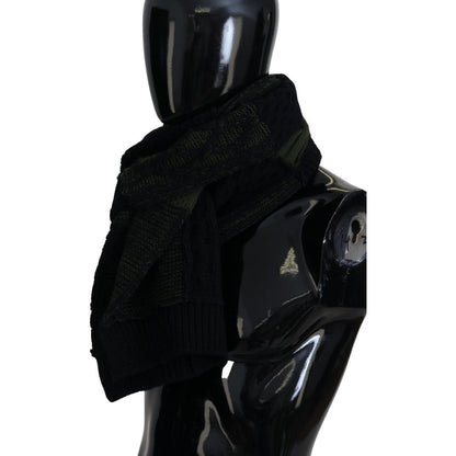 Dolce & Gabbana Black Green Knitted Men Neck Wrap Shawl Scarf Dolce & Gabbana